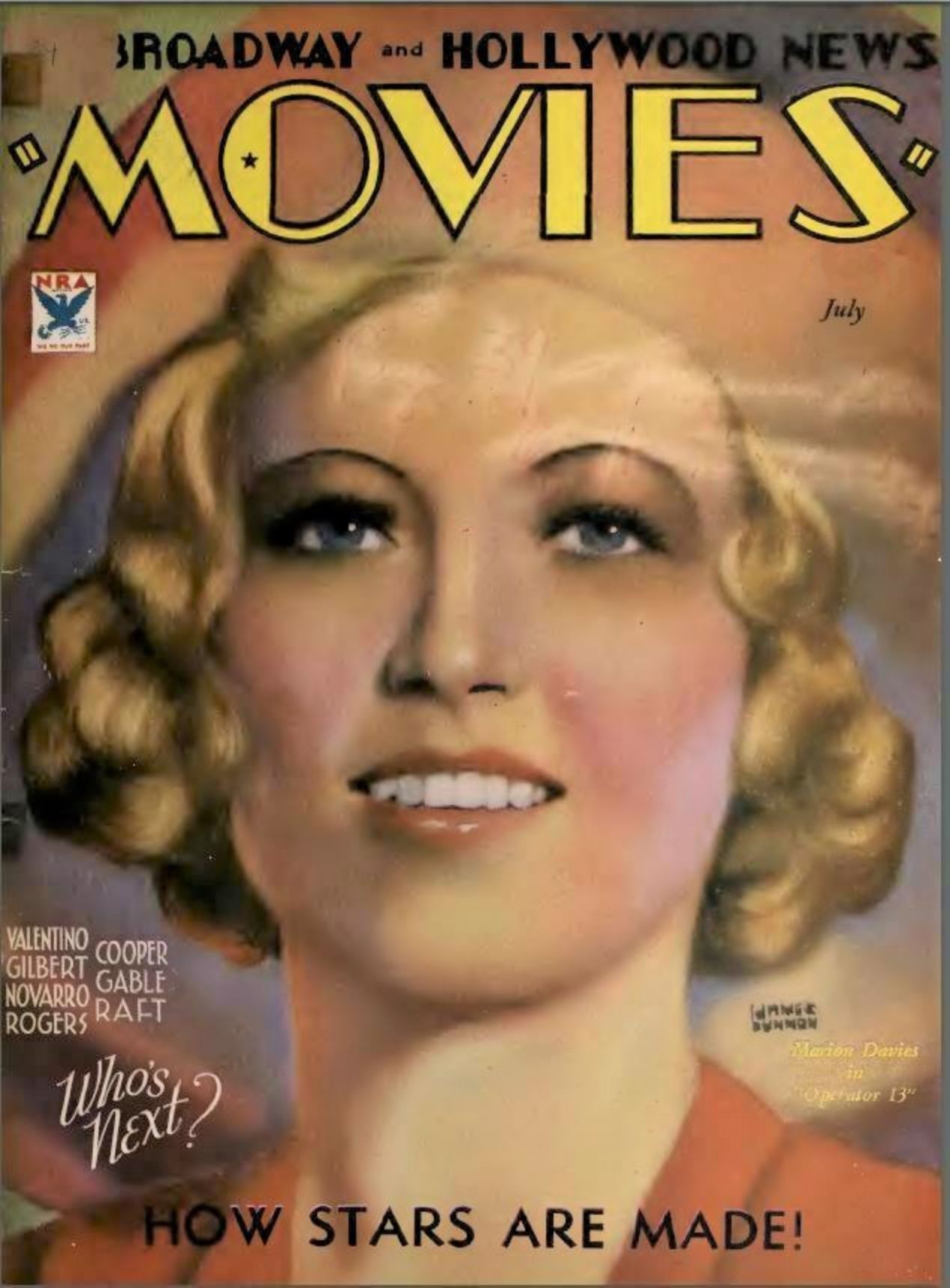 MOVIES (Alavania) magazine side cover July 1934