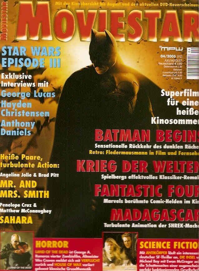 MOVIESTAR magazine side cover Issue 92 July/August 2005