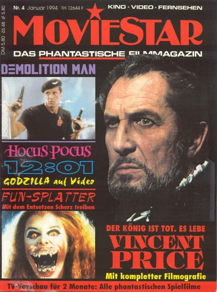 MOVIESTAR magazine side cover Issue 4 January/February 1994