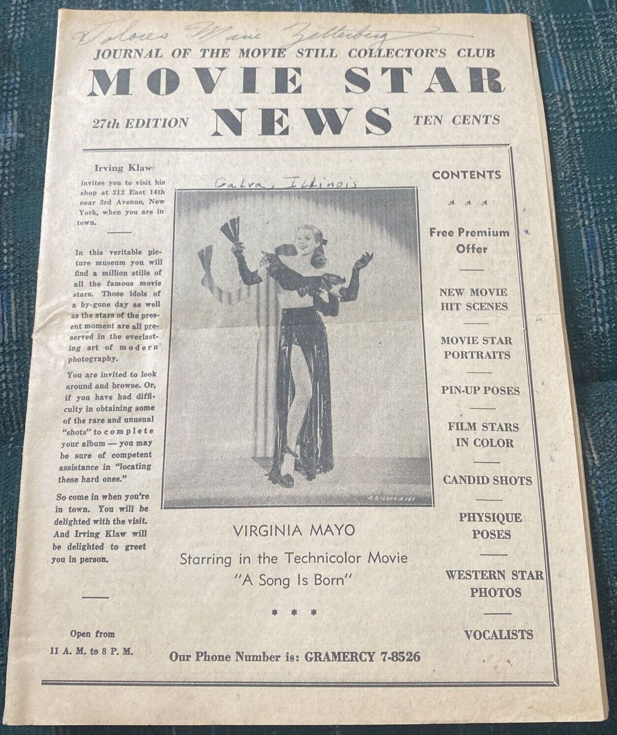 MOVIE STAR NEWS magazine side cover Issue 27   
