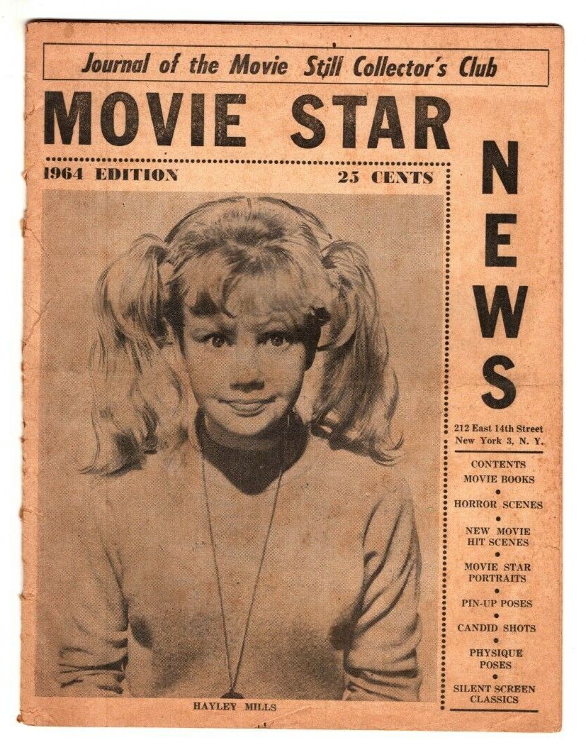 MOVIE STAR NEWS magazine side cover   1964