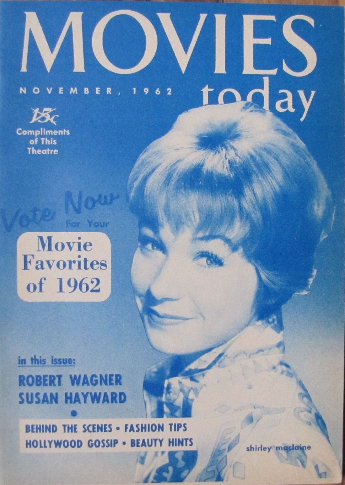 MOVIES TODAY magazine side cover November 1962