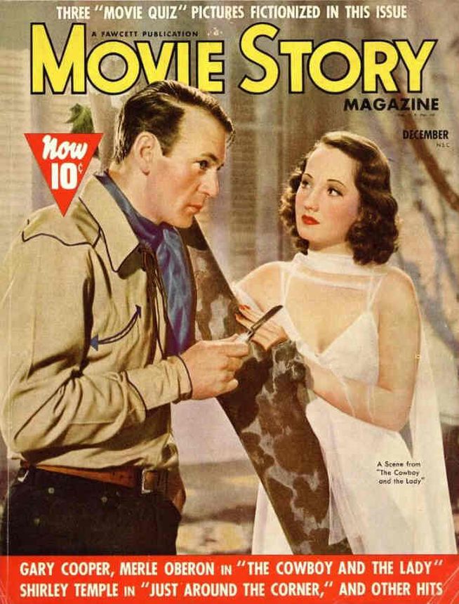 MOVIE STORY magazine side cover December 1938
