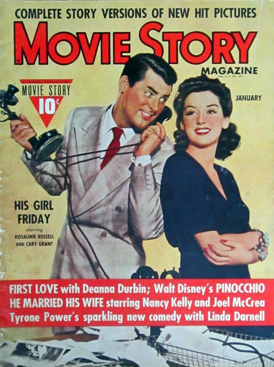 MOVIE STORY magazine side cover January 1940