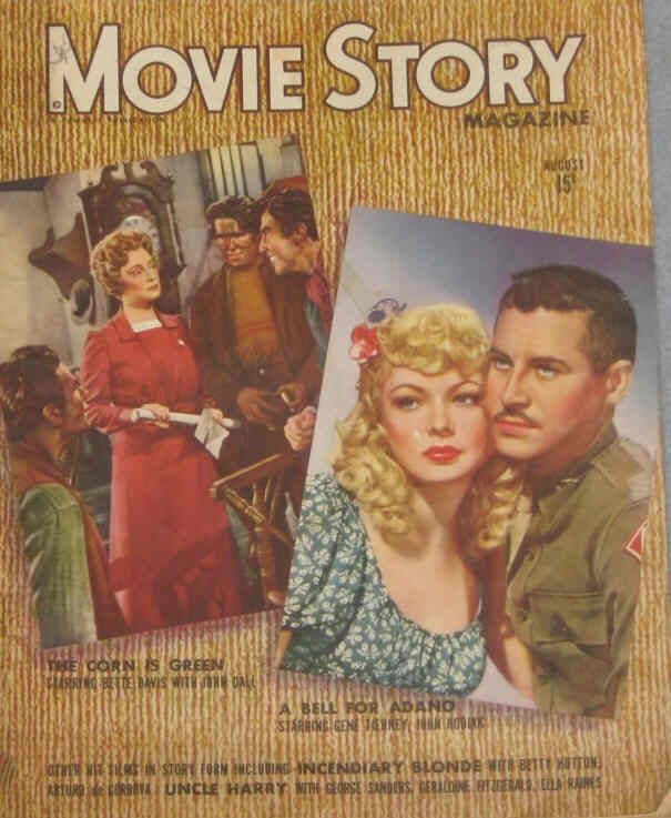 MOVIE STORY magazine side cover August 1945