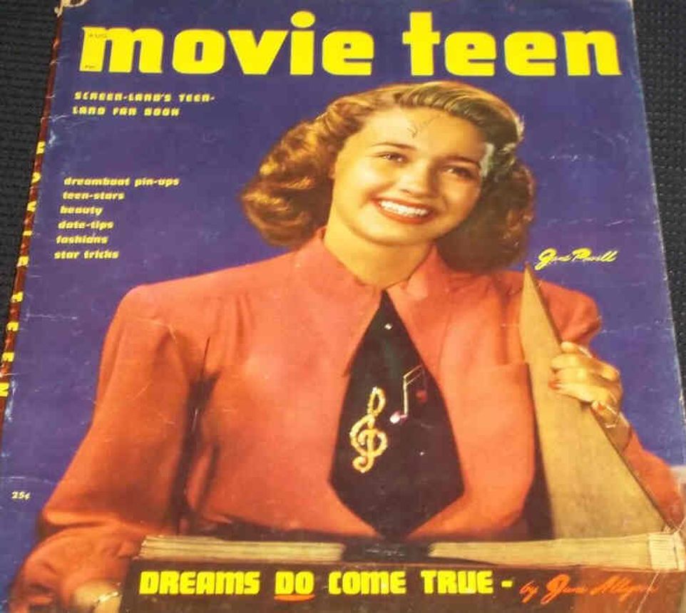 MOVIE TEEN magazine side cover  August 1949