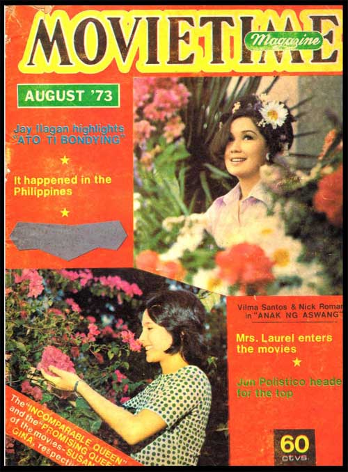 MOVIETIME (PHIL) magazine side cover August 1973