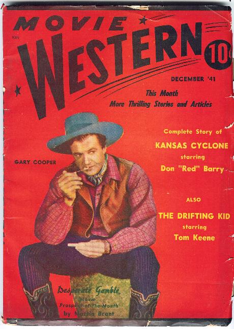MOVIE WESTERN magazine side cover Issue 3  Vol 1 # 3 December 1941