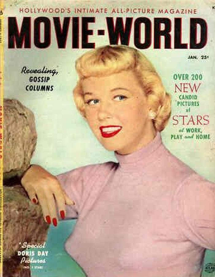 MOVIE WORLD magazine side cover  Vol 3 No 1 January 1952