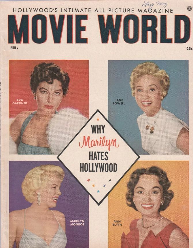 MOVIE WORLD magazine side cover  Vol 7 No 1 February 1956
