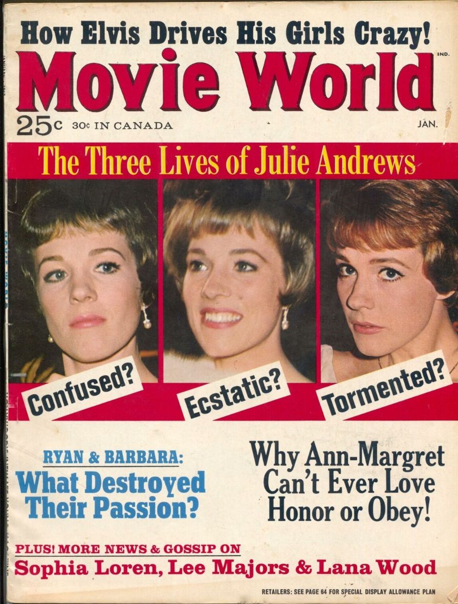 MOVIE WORLD magazine side cover  Vol 12 # 1 January 1967