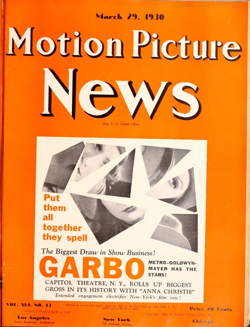 MOTION PICTURE NEWS magazine side cover 29 March 1930