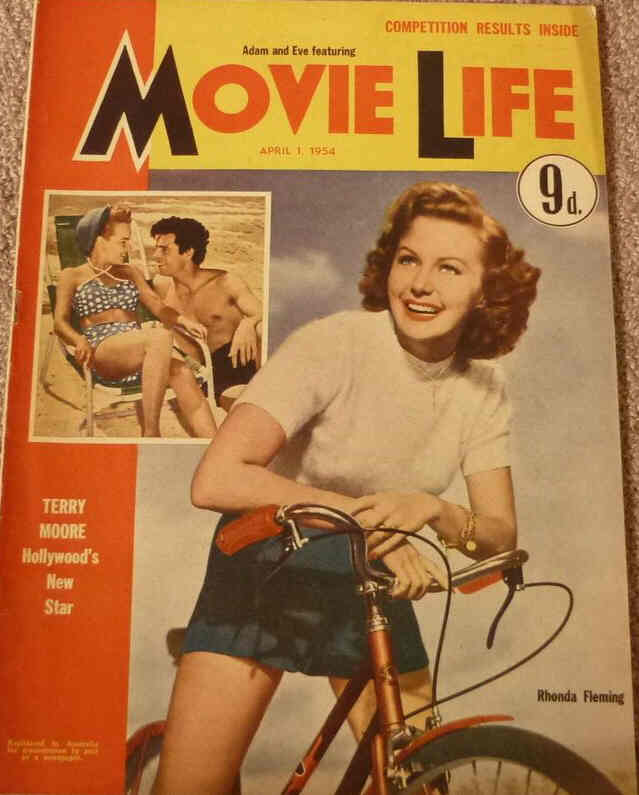 MOVIE LIFE (Au) magazine side cover  April 1954