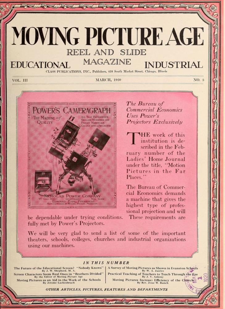 MOVING PICTURE AGE magazine side cover March 1920