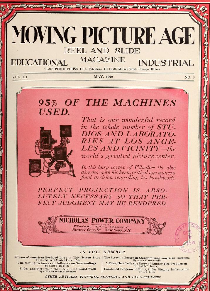 MOVING PICTURE AGE magazine side cover May 1920