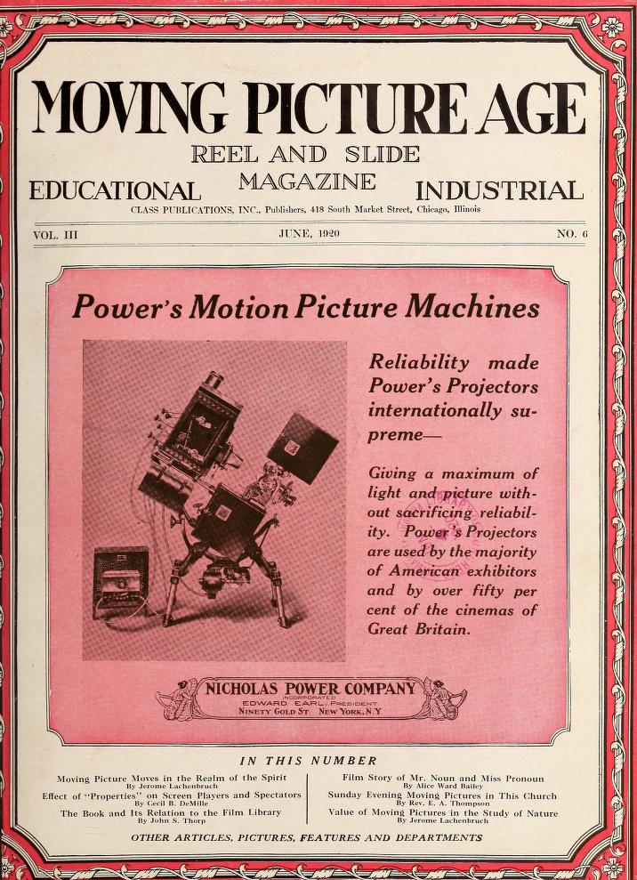 MOVING PICTURE AGE magazine side cover June 1920