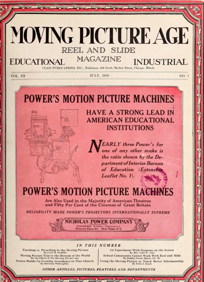 MOVING PICTURE AGE magazine side cover July 1920