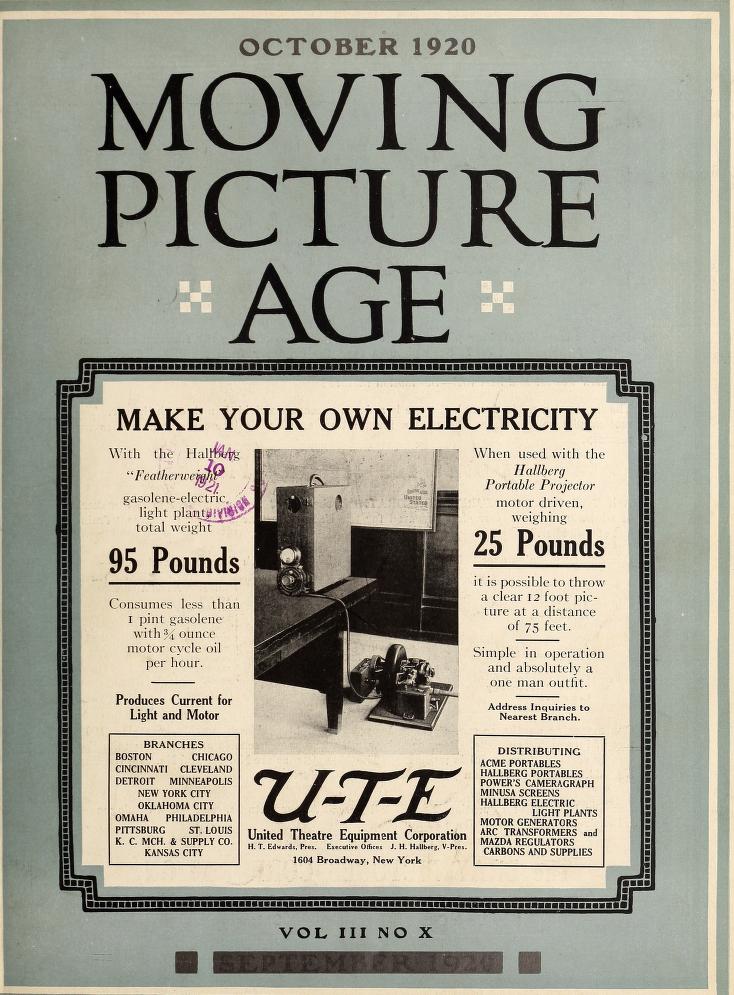 MOVING PICTURE AGE magazine side cover October 1920