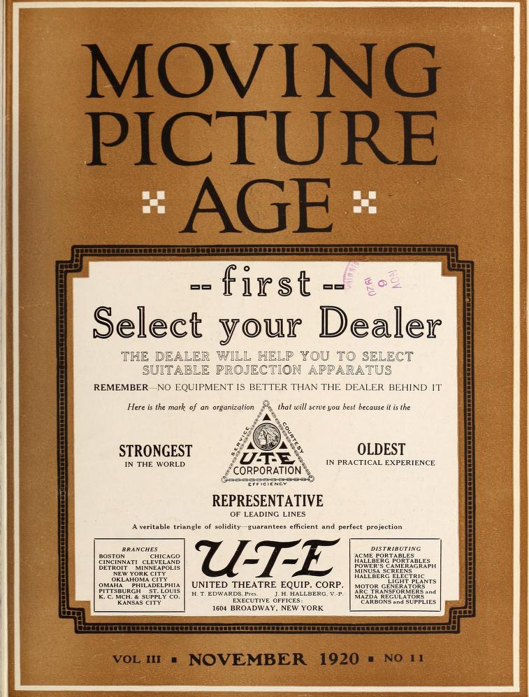 MOVING PICTURE AGE magazine side cover November 1920