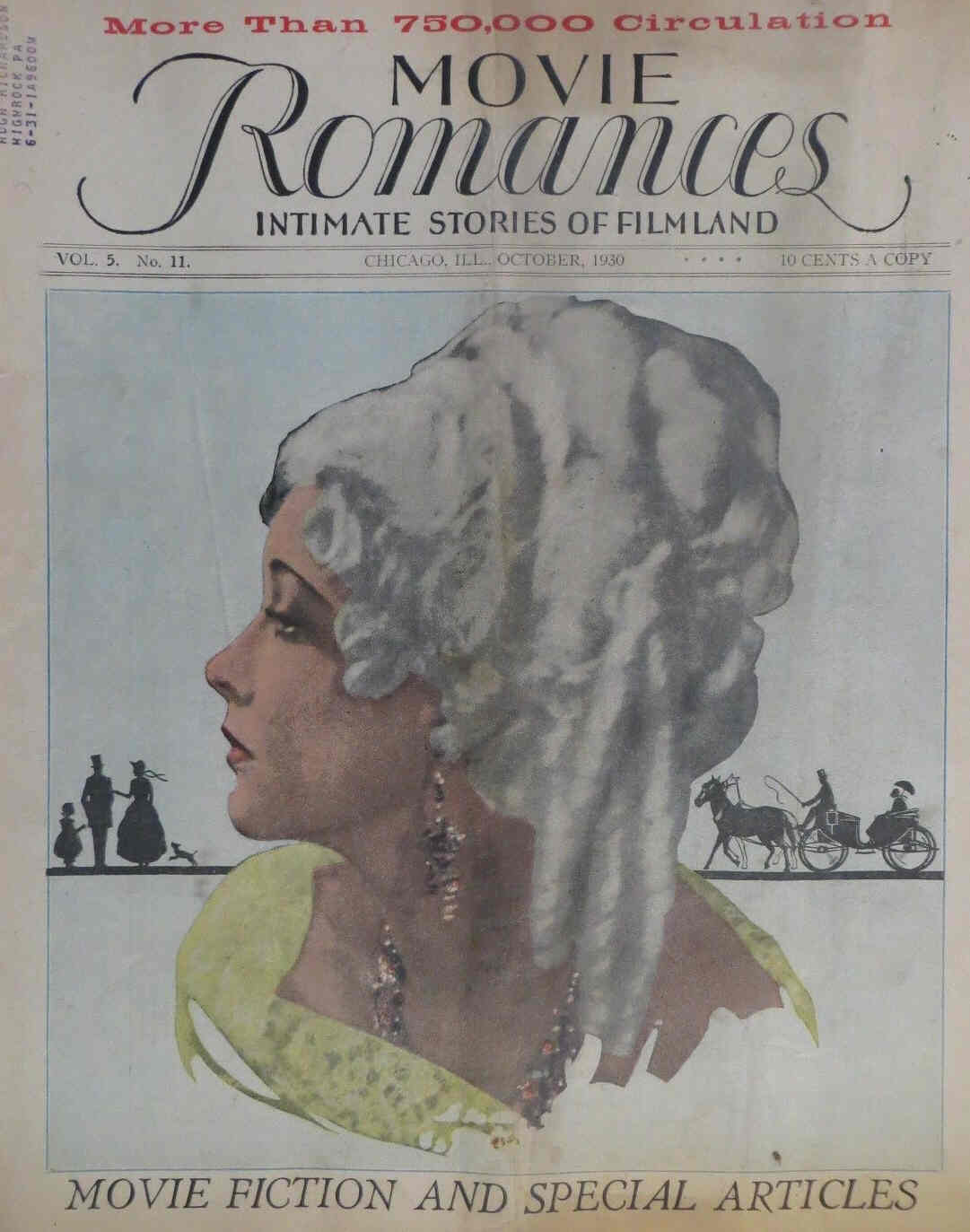 MOVIE ROMANCES magazine side cover October 1930