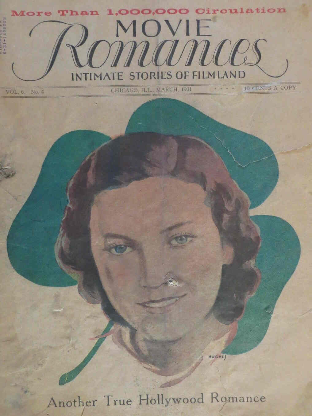 MOVIE ROMANCES magazine side cover March 1931