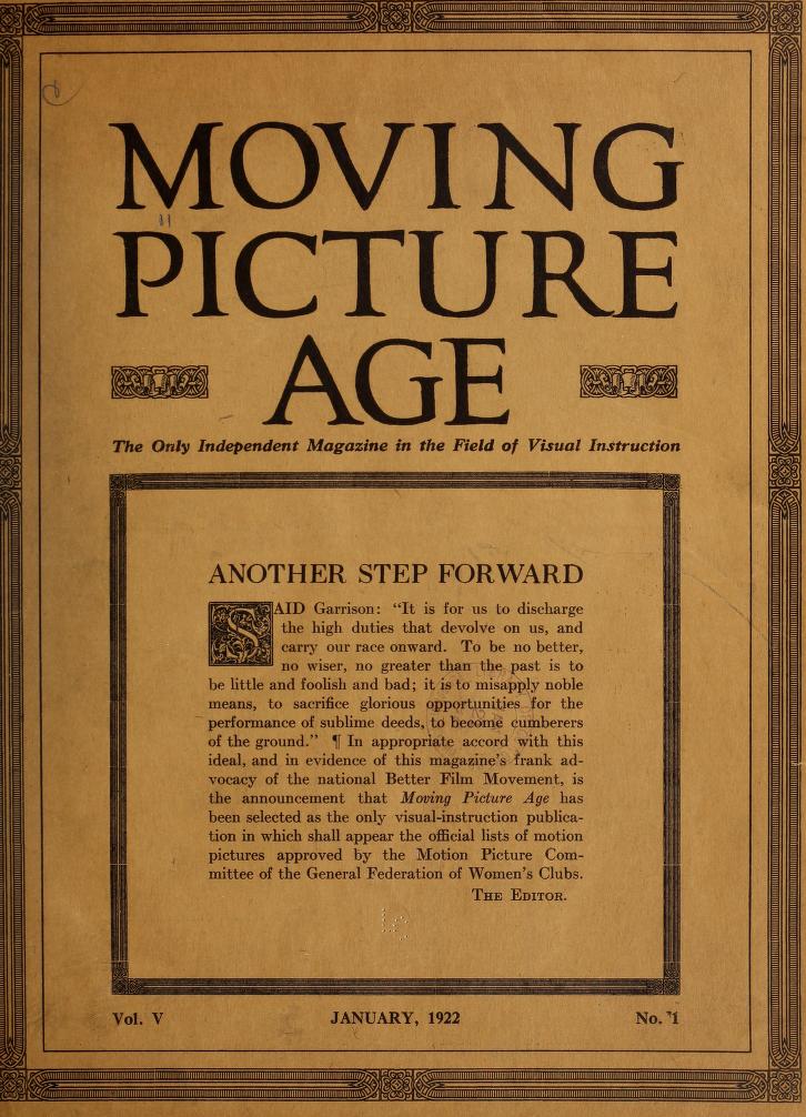MOVING PICTURE AGE magazine side cover January 1922
