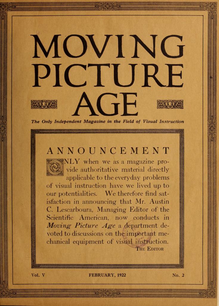 MOVING PICTURE AGE magazine side cover February 1922