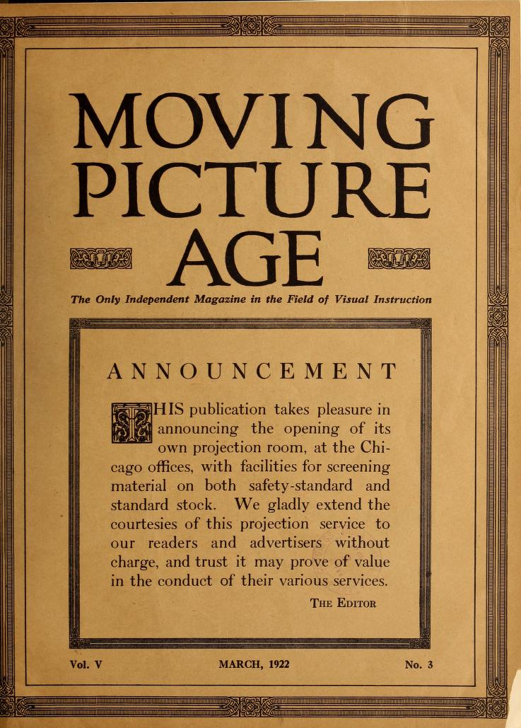 MOVING PICTURE AGE magazine side cover March 1922