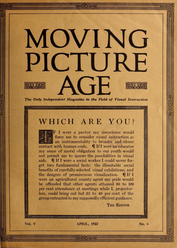 MOVING PICTURE AGE magazine side cover April 1922