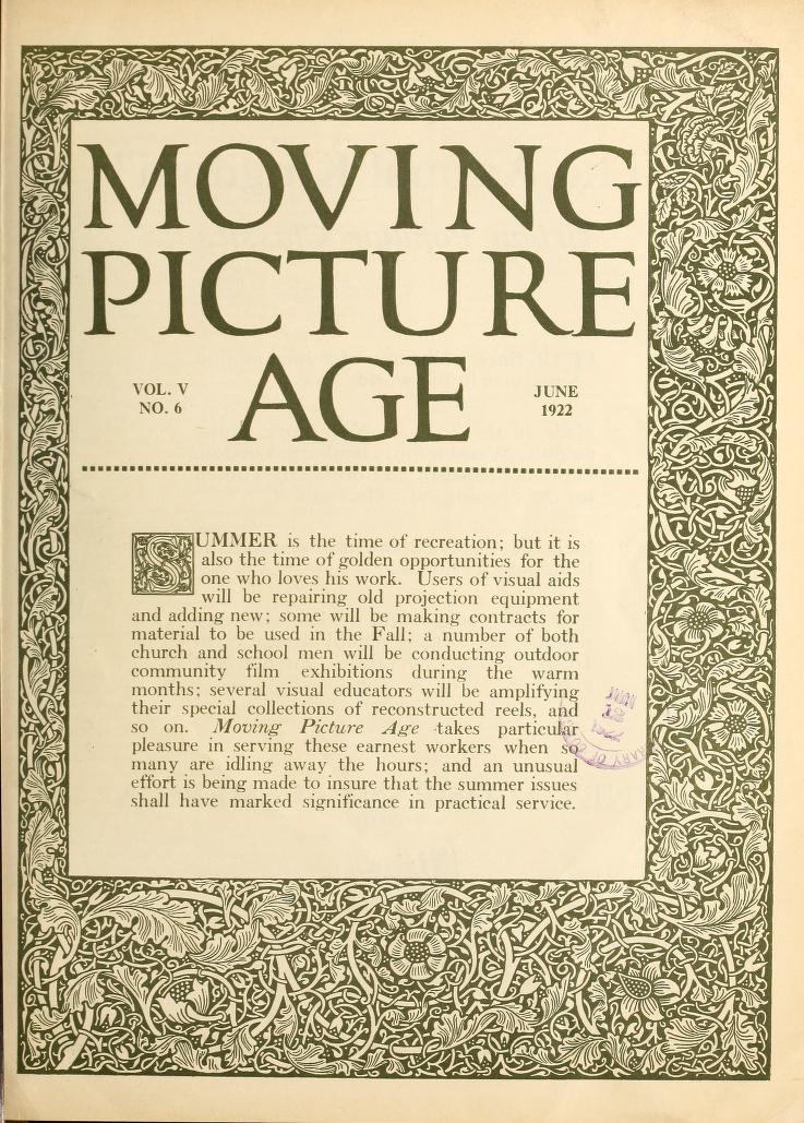 MOVING PICTURE AGE magazine side cover June 1922