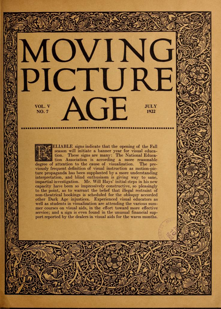 MOVING PICTURE AGE magazine side cover July 1922