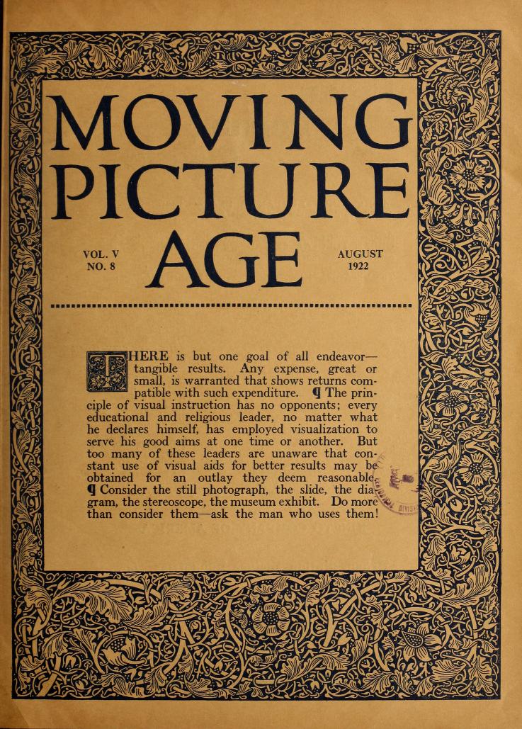 MOVING PICTURE AGE magazine side cover August 1922