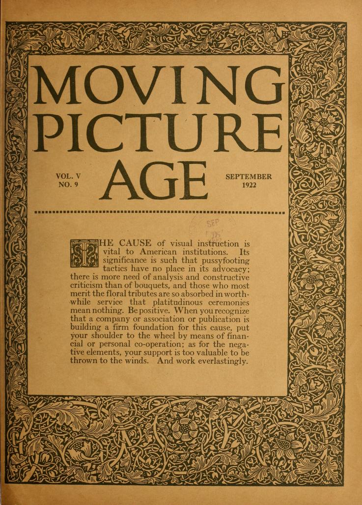MOVING PICTURE AGE magazine side cover September 1922