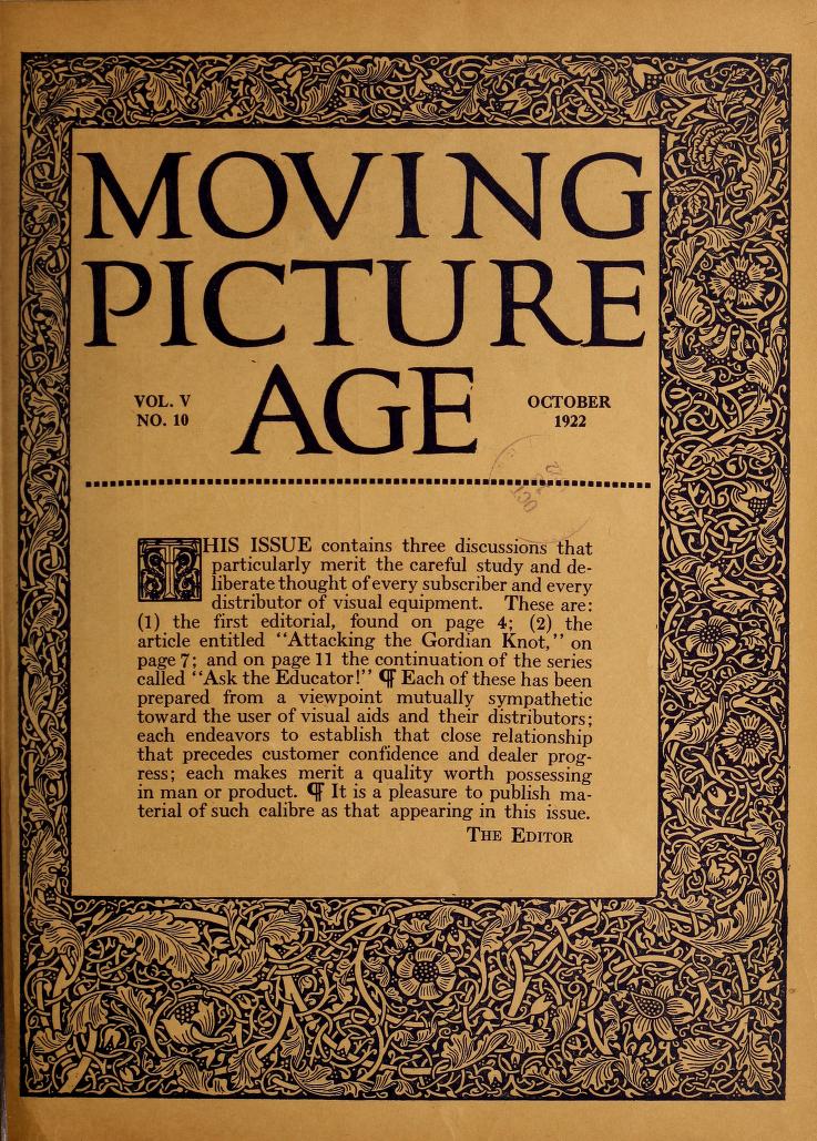 MOVING PICTURE AGE magazine side cover October 1922