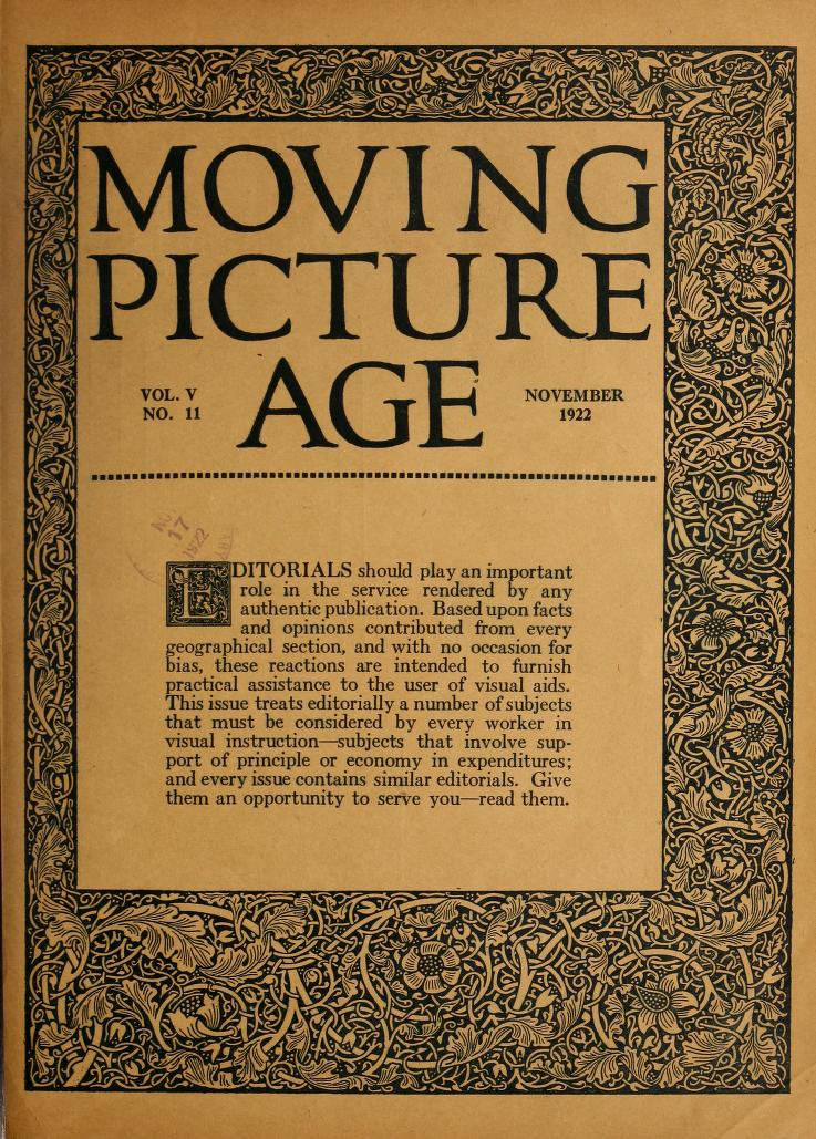 MOVING PICTURE AGE magazine side cover November 1922