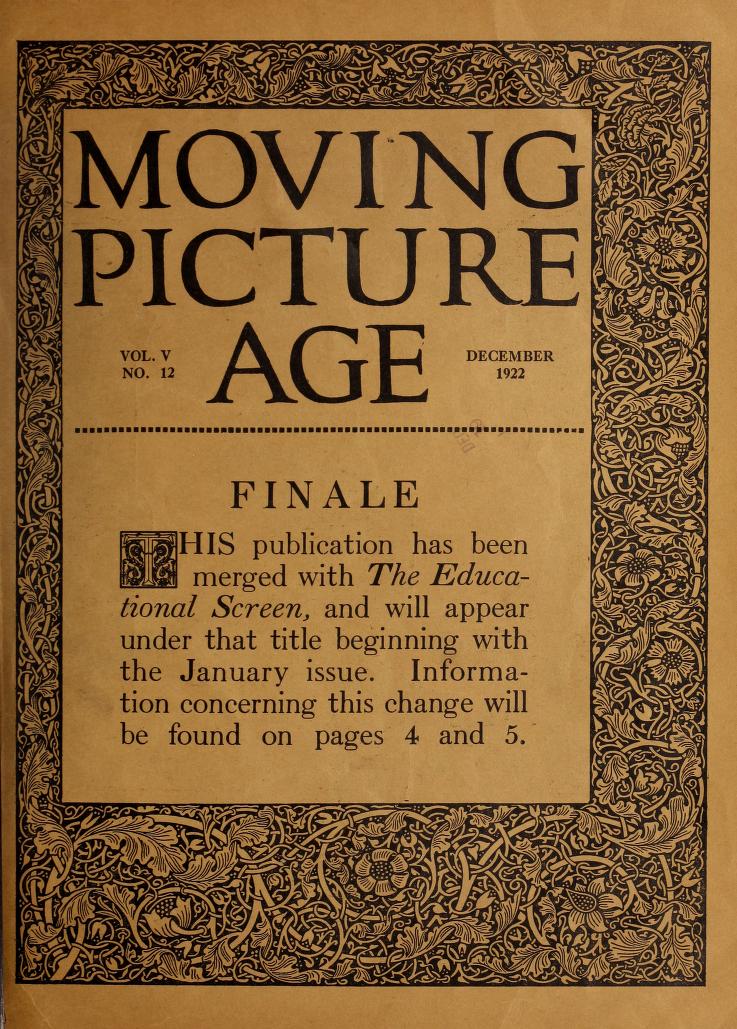 MOVING PICTURE AGE magazine side cover December 1922