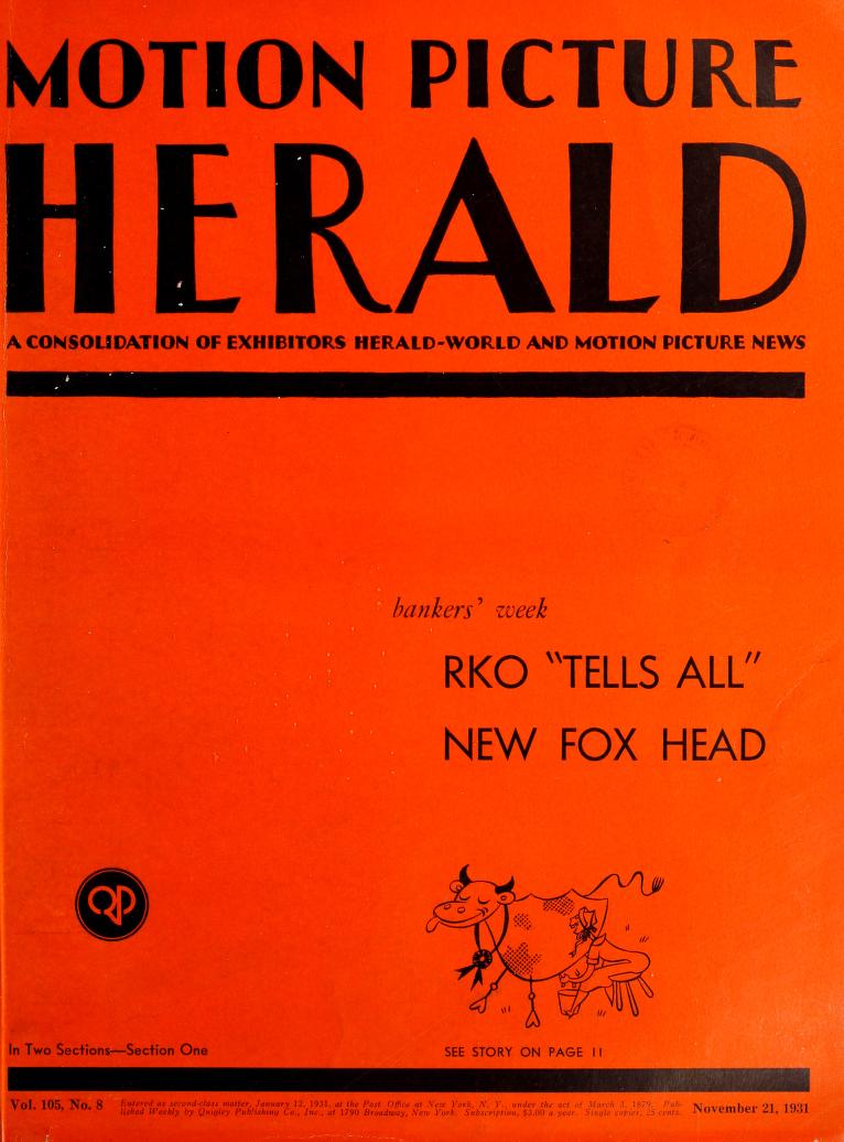 MOTION PICTURE HERALD magazine cover 21 November 1931