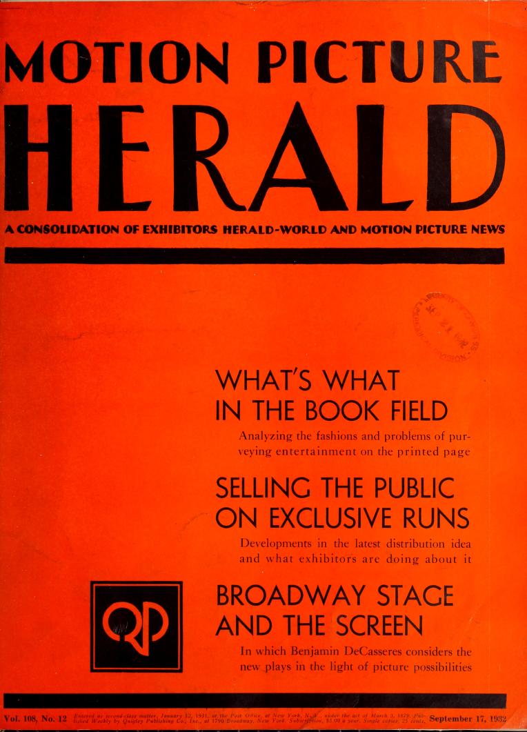 MOTION PICTURE HERALD magazine cover 17 September 1932
