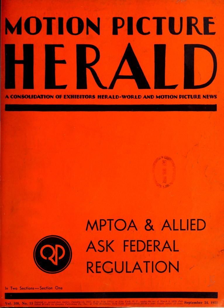 MOTION PICTURE HERALD magazine cover 24 September 1932