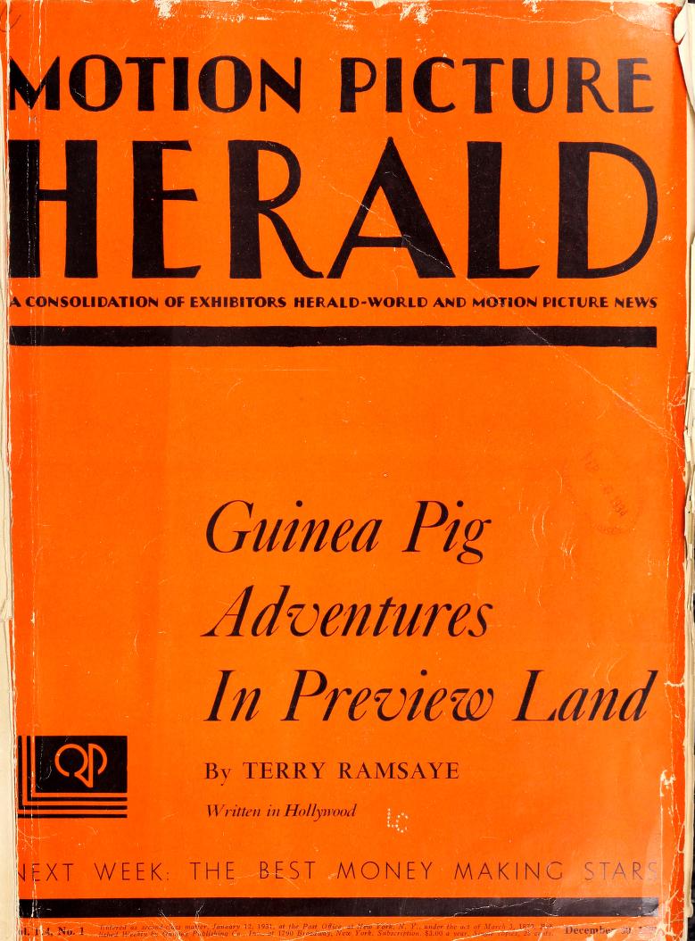 MOTION PICTURE HERALD magazine cover 30 December 1933