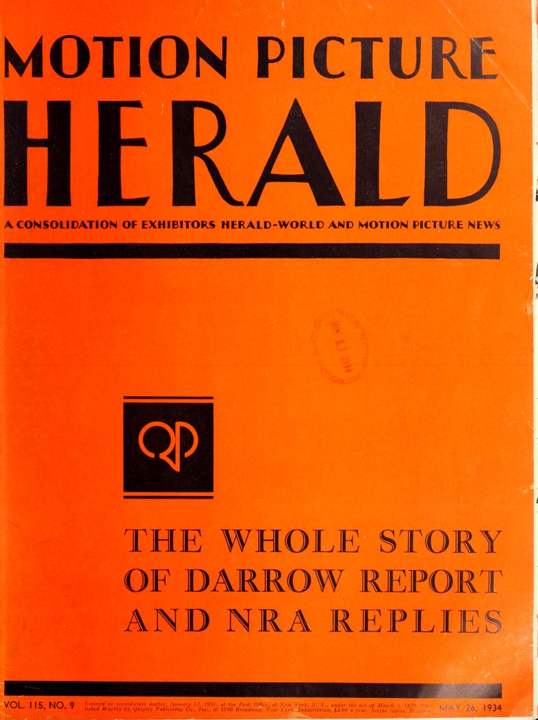 MOTION PICTURE HERALD magazine cover 26 May 1934