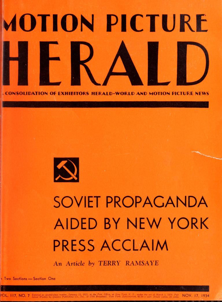MOTION PICTURE HERALD magazine cover 17 November 1934