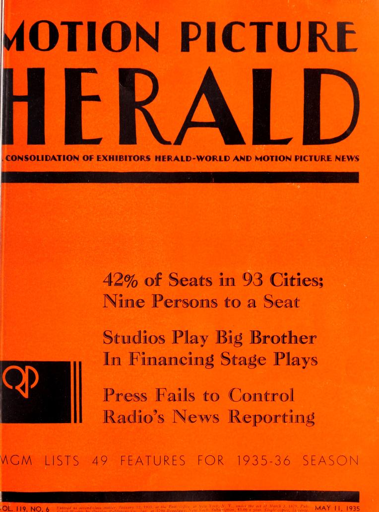 MOTION PICTURE HERALD magazine cover 11 May 1935