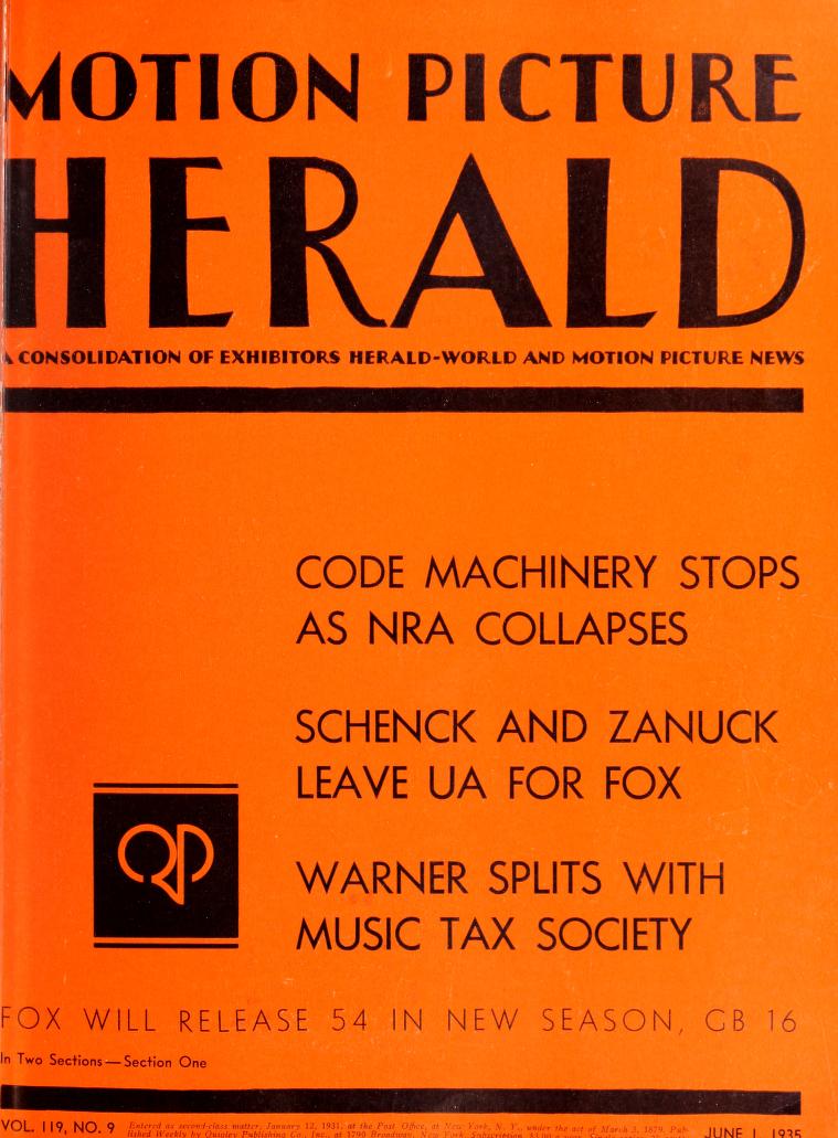 MOTION PICTURE HERALD magazine cover 1 June 1935