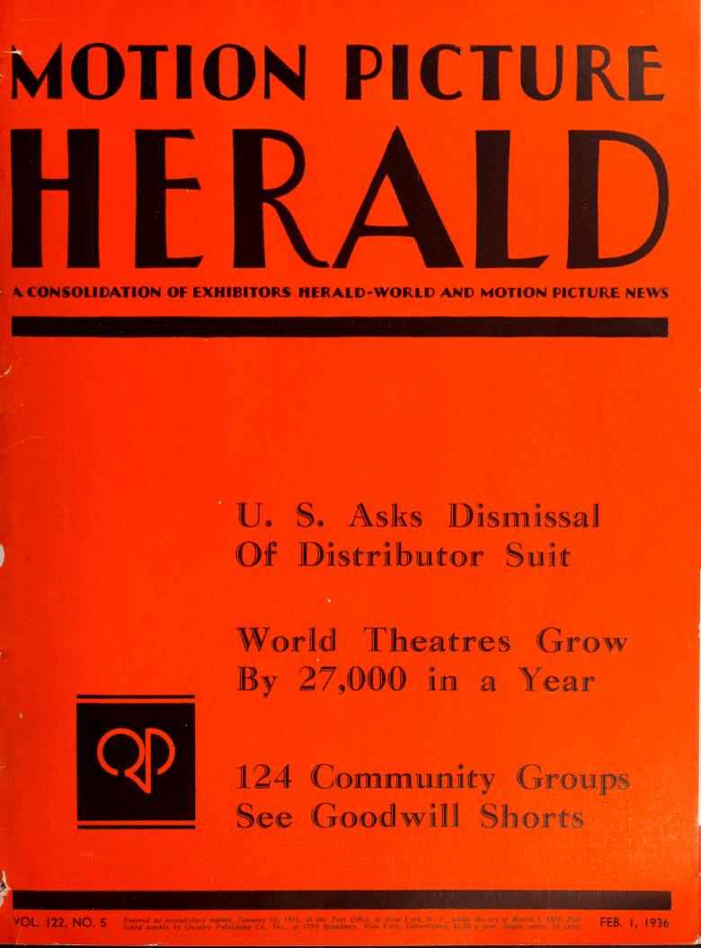 MOTION PICTURE HERALD magazine cover 1 February 1936