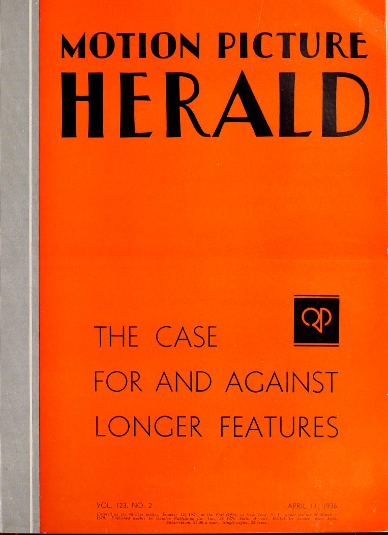 MOTION PICTURE HERALD magazine cover 11 April 1936