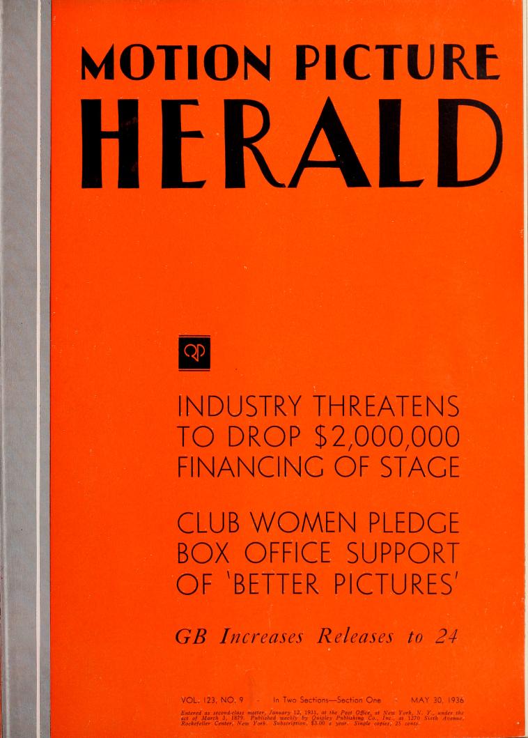 MOTION PICTURE HERALD magazine cover 30 May 1936