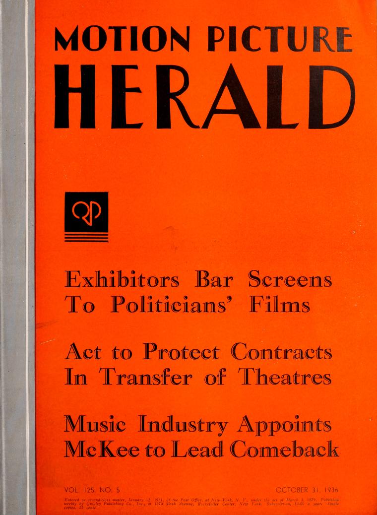 MOTION PICTURE HERALD magazine cover 31 October 1936