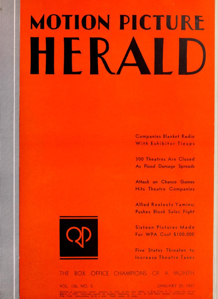 MOTION PICTURE HERALD magazine cover 30 January 1937