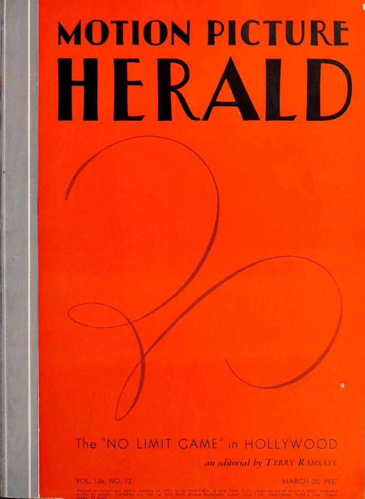 MOTION PICTURE HERALD magazine cover 20 March 1937